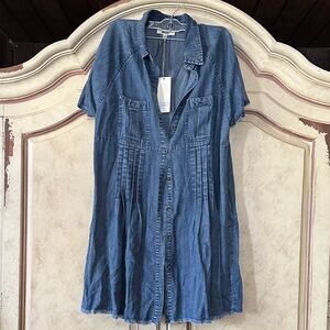 NWT Blue Velvet Denim Button-Front Tunic Dress size Small